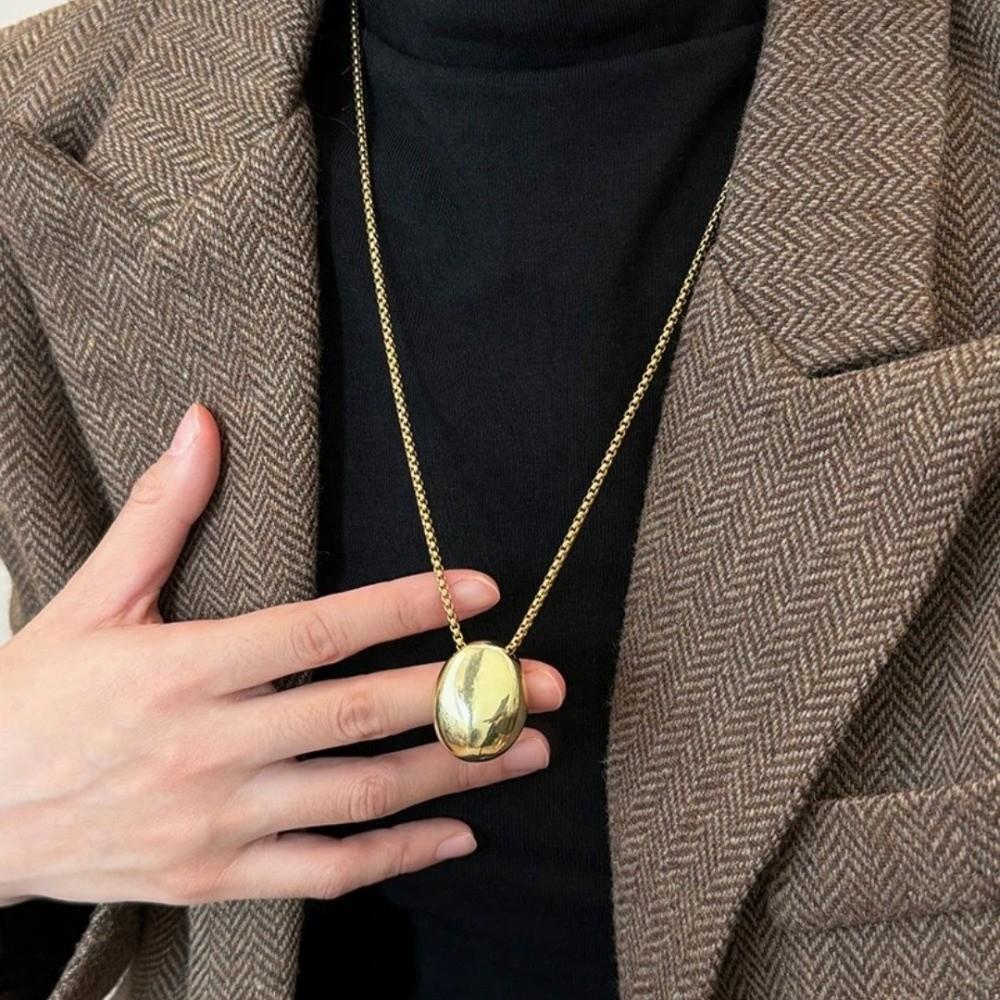Geometric Pendant Necklace Metal Long Sweater Chain Women Choker Necklace  Sweater Accessories