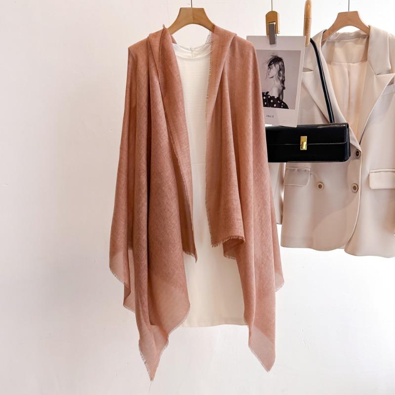 Women S Summer Thin Solid Color Scarf With Tassels For Sun Protection