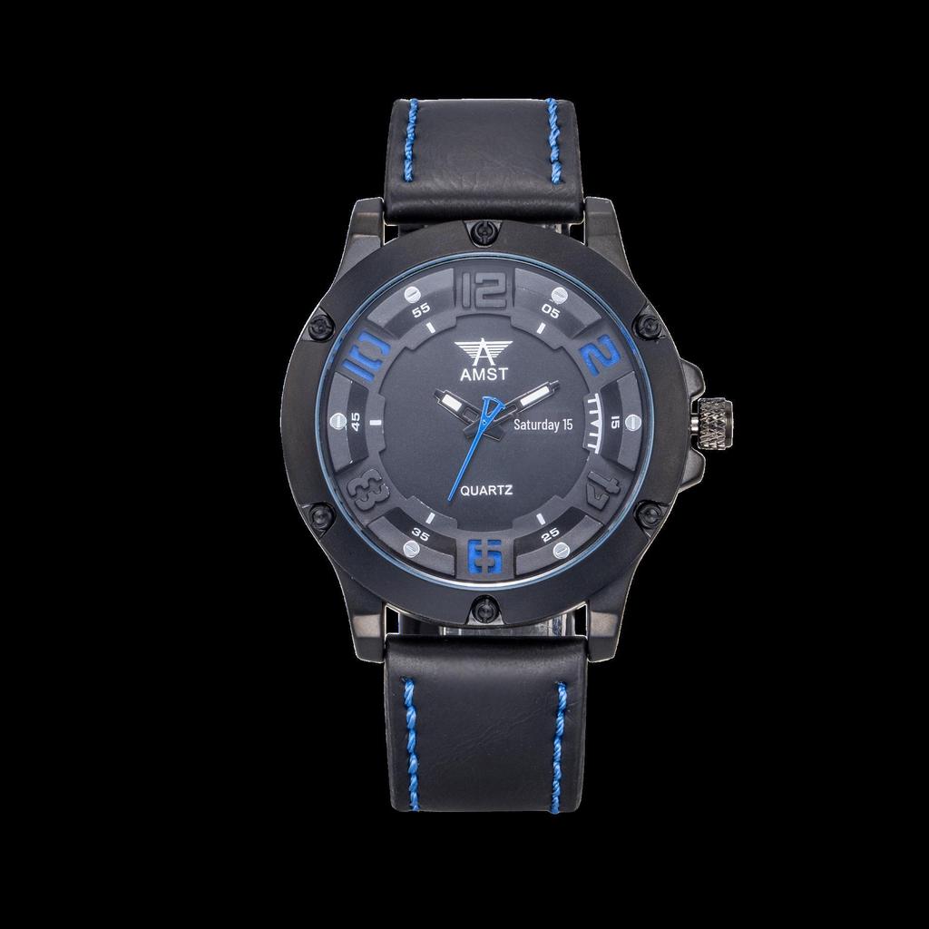 AMST Aimeishi Relógio de Quartzo Esportivo à Prova d'Água Fashion com Mostrador Grande Retrô e Calendário