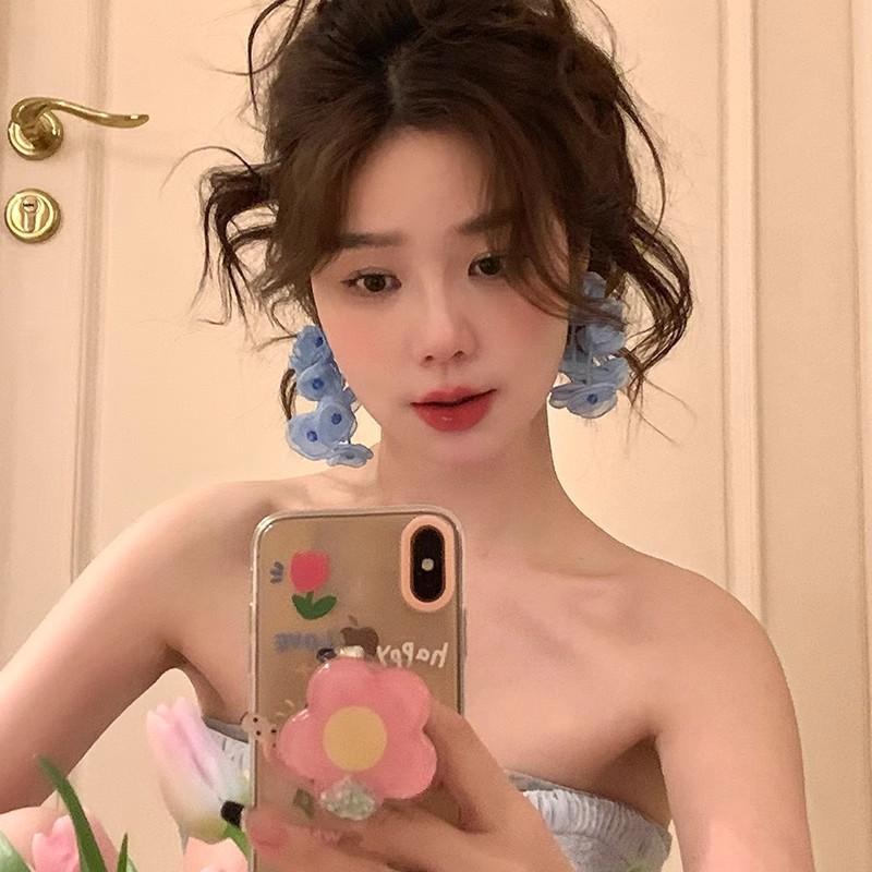 Vacation Style Dopamine Flower Earrings Women's Summer Sweet Temperament Versatile High-end Stud Earrings 925 Silver Needle Earrings