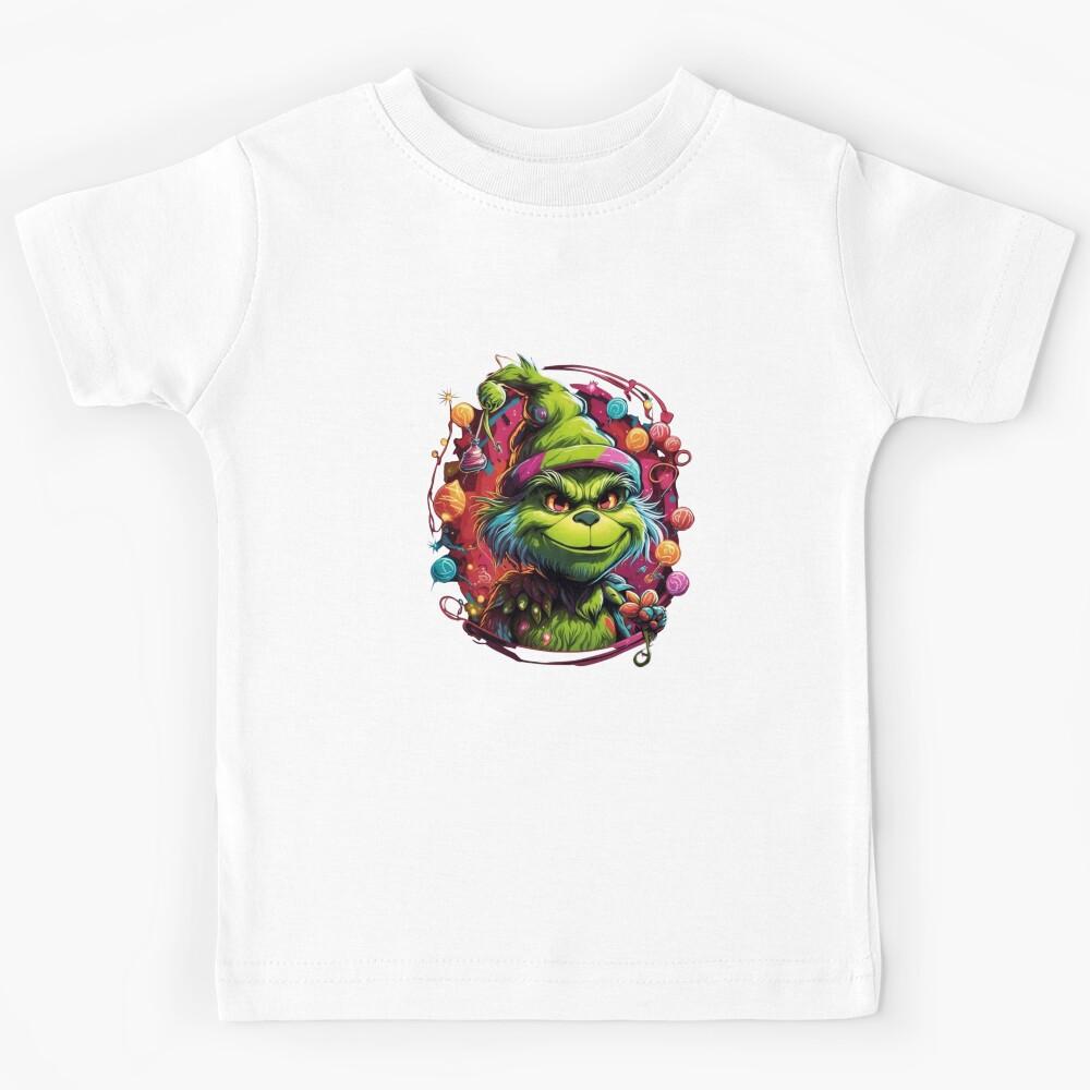 Grinch Colorful Mischief Christmas Art Illustration Kids T-Shirt 120