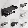 Brushed Stainless Steel Toilet Paper Holder with Phone Shelf