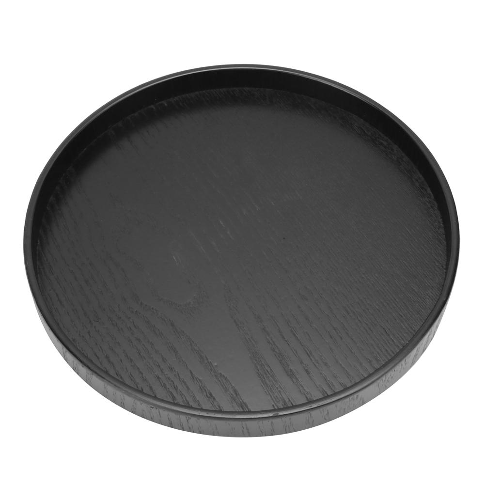 Wooden Black Round Tea Cup Tray Plates Holder Serving Teahouse Cafe Tea PlateBlack 24cm