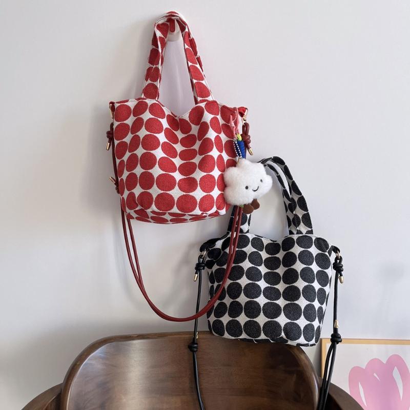 Simple Polka Dot Fabric Women's Shoulder Bags Fashi Versatile Ctrast Color Female Handbag Casual Ladies Messenger Bags
