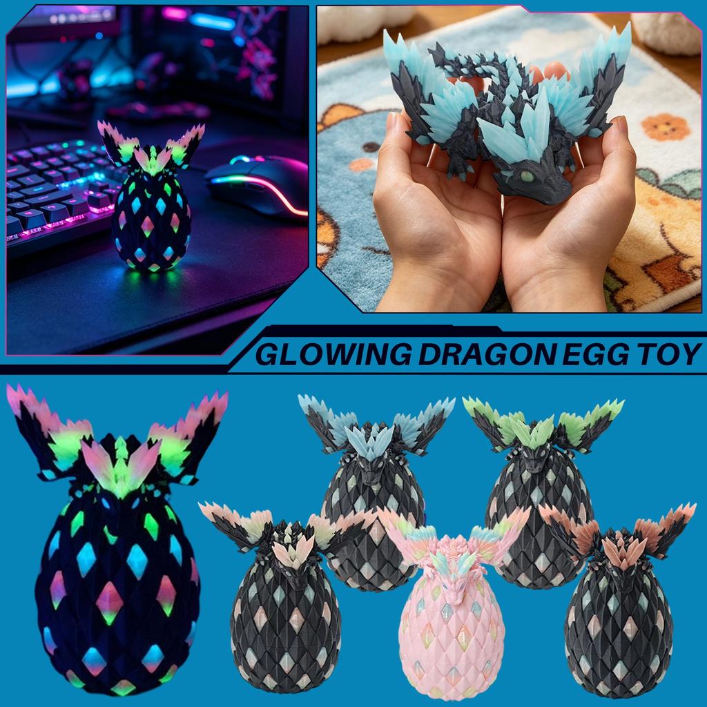 3D Printed Glow In The Dark Articulated Baby Dragon Toy Figurine Gemstone Dragon Collectible Decorative Model for Kids and Collectors