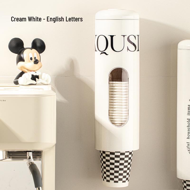 

Nail-Free Wall-Mounted Disposable Cup Holder & Dispenser for Plastic and Coffee Paper Cups