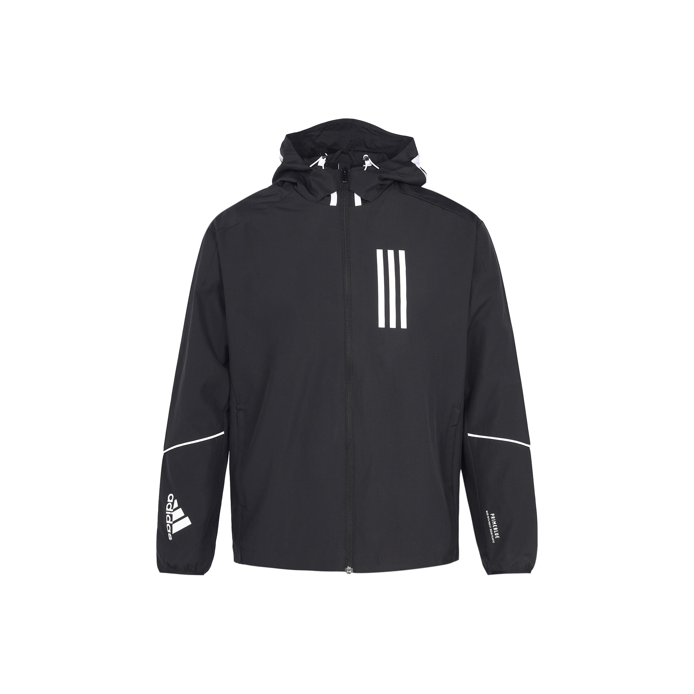 

Чоловіча куртка з довгим рукавом і капюшоном у смужку з логотипом Adidas, чорна GF4015 L