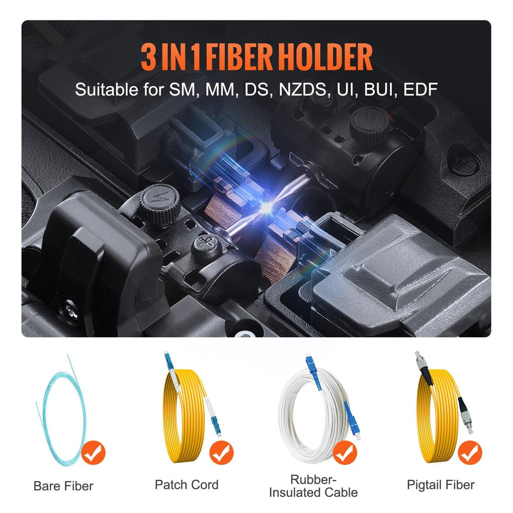 VEVOR Fiber Fusion Splicer 6 Motors, Core Alignment Fiber Optic Splicer 6s Splicing & 13s Heating