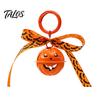 Backpacks Pumpkin Bell Keychain Halloween Keychain, Hollow Head Key Ring with Ribbon Bow, Charm for Holiday Party Decoration