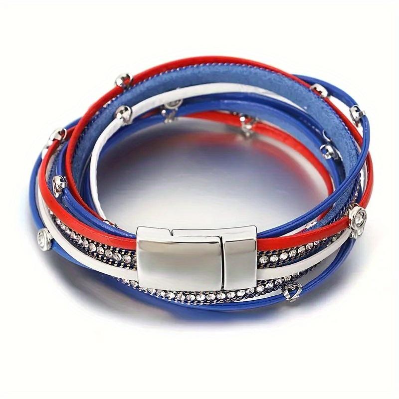 Faux Leather With Independence Day For Women For Daily And Vacation Vintage Multi-Layered Jewelry Wear Wrap Bracelet Boho Style 1PC Accessories