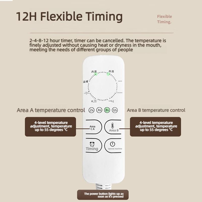 Electric Heating Blanket for Home Usesingle or Doublethickeneddual-controlsmart Timerwaterproofhree-level Electric Mattress
