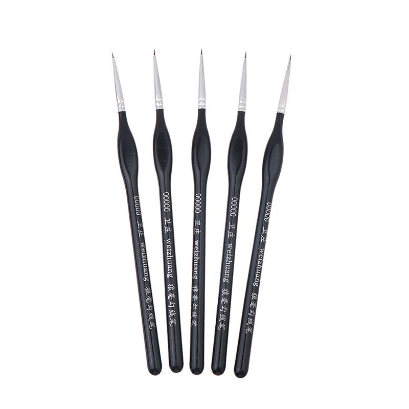 5Pcs 00000 Precision Fine Tip Paint Brush Set For Acrylic Models Mini Miniature Detail Nylon Hair Thin Extra Fine Paintbrushes
