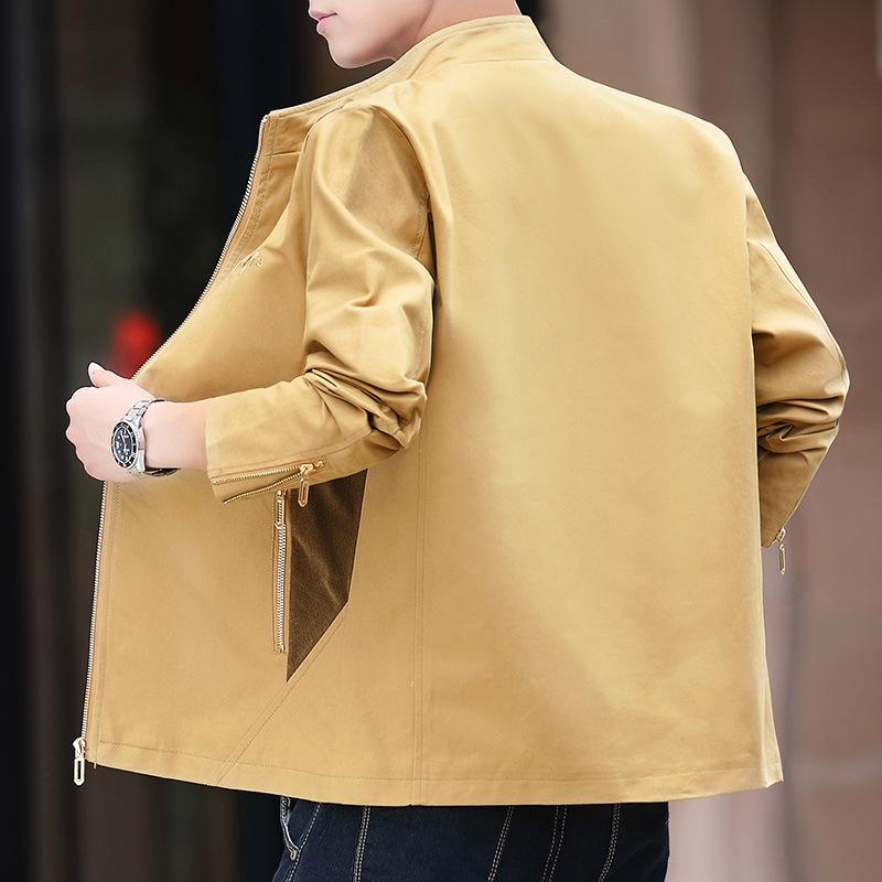 Men's Jacket Pure Cotton Washed Casual Stand-up Collar Jacket Spring and Autumn Men's New Top