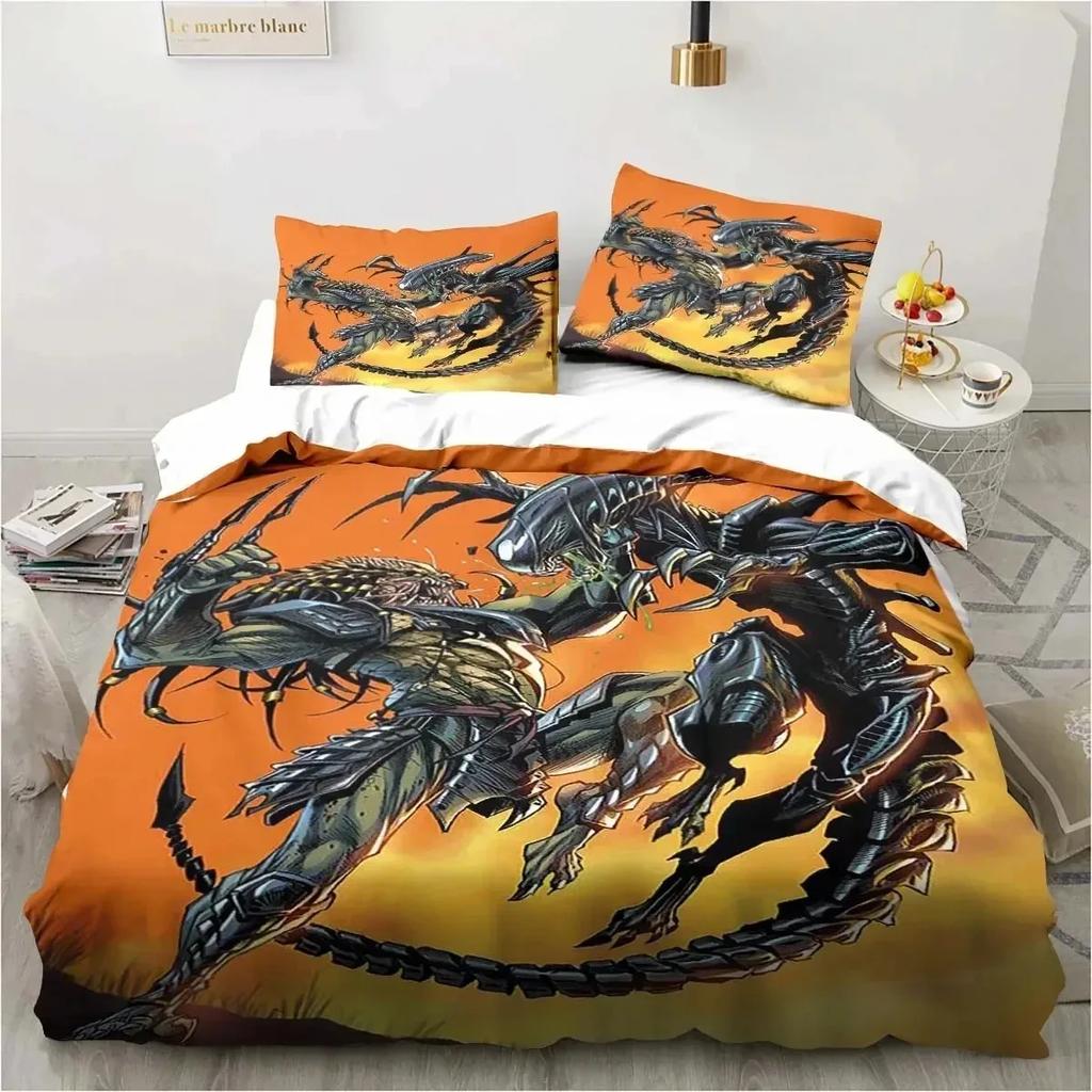 Mimozemšťan vs. Predator Predator Film Ložní souprava Jednolůžková Dvoulůžková Queen King Size Povlak na přikrývku Dospělí Chlapci Ložnice Přehoz Luxusní Dárek