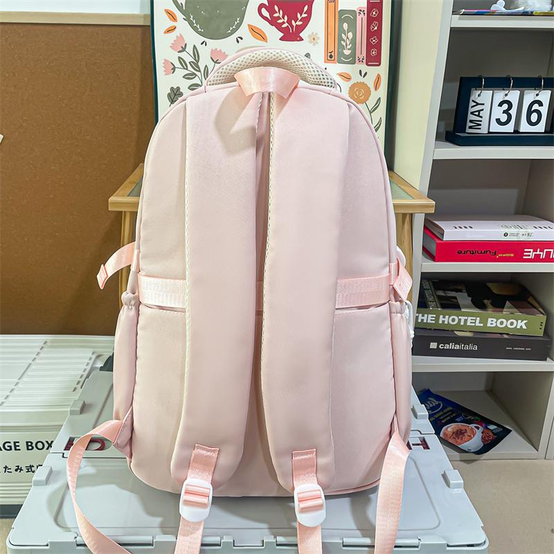 Color Block Student Schoolbag Women College Style Backpack