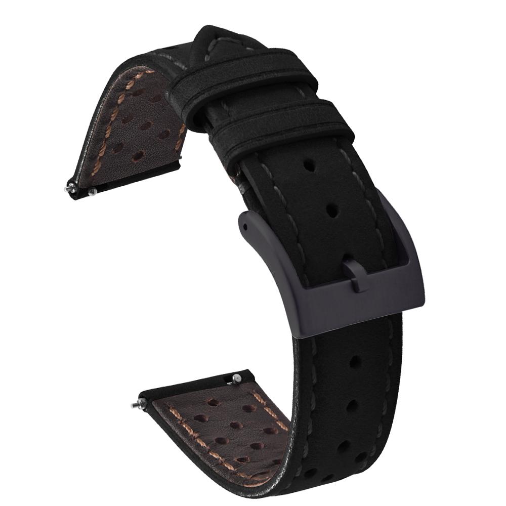Racing Leather Strap 18mm 20mm 22mm Breathable Porous Leather Watch Strap Quick Release Leather Watchbands Universal Men Women
