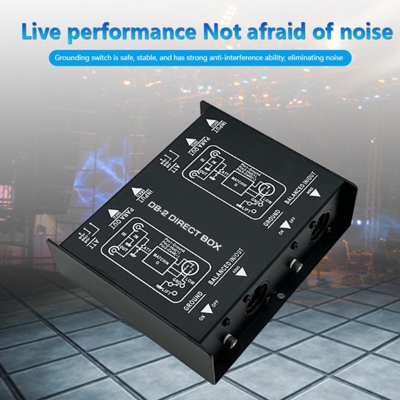 Metal Housing DI Box Double Channel Audios Isolator Hum Eliminators For Studio Recording Stage Use Noise reductions