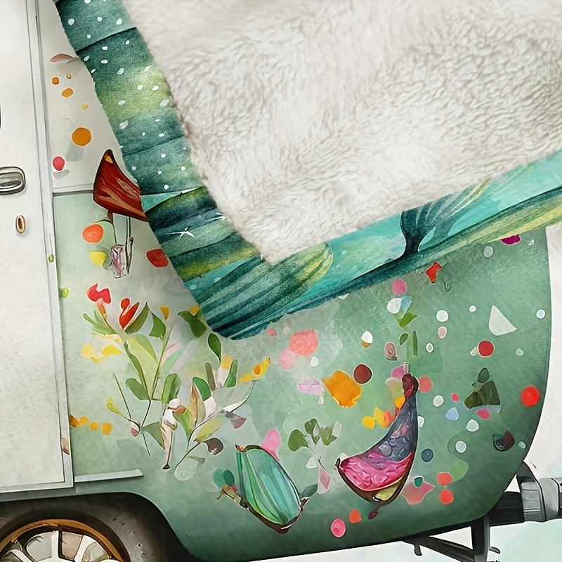 Charming Camping Scene Print Throw Blanket, Soft Cozy Decorative Cover for Home, Office, Outdoor Adventure & Gifting