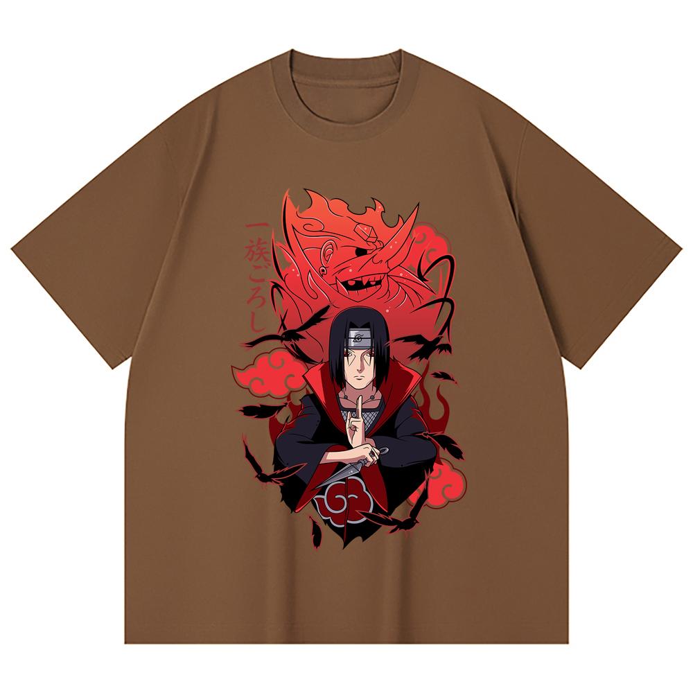 230 g/m² 100% bavlna Naruto V12 potisk Itachi Unisex těžké bavlněné tričko
