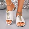 Summer New Outside Wear Sandals and Slippers Women's Casual Round Toe Open Toe Color Block Pleated Low Heel Flip-Flops