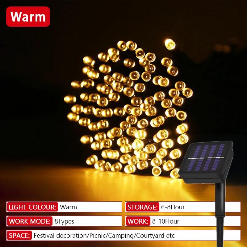 32m Longest 8 Modes 300LED LED Solar String Lights Solar Powered Xmas Outdoor Lights Waterproof Starry Christmas Fairy Lights 30LED-5M