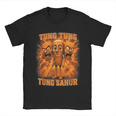 Mens Tung Tung Tung Sahur Italian Brainrot Meme Bootleg T Shirt Cotton Clothes Vintage Short Sleeve O Neck Tee Shirt Gift
