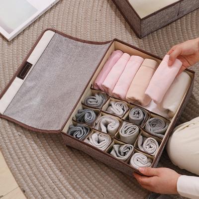 Bra Storage Box Foldable Washable Cotton Flax Large Capacity Socks Storage Case Household Supplies