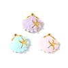 2 PCS Ocean Charms Enamel Shell Acrylic Imitation Pearl 304 Stainless Steel 18K Gold Plated Pendants For DIY Necklace 21mmx20mm