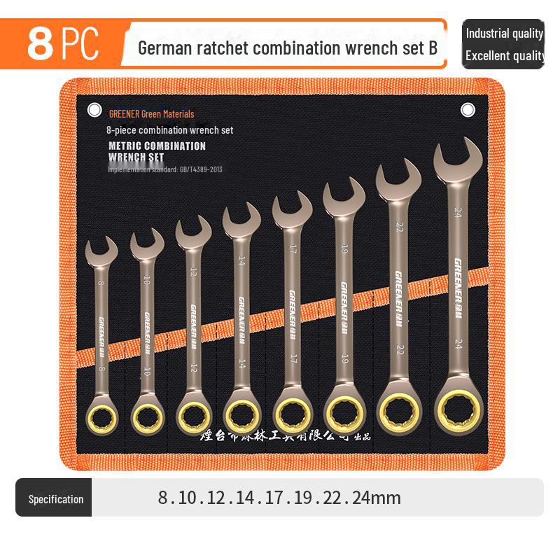 Conjunto de chaves catraca dupla finalidade Green Forest – nível industrial, duas vias, abertura pequena.