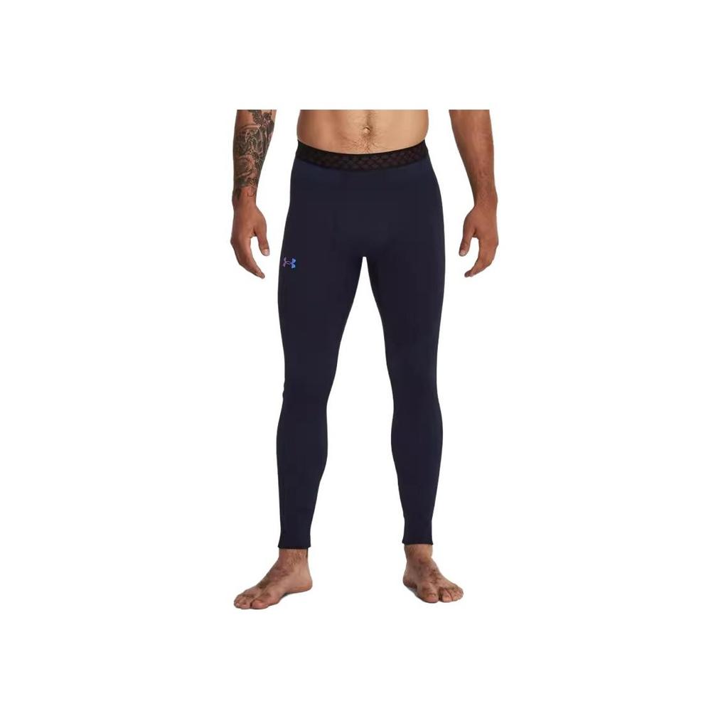 Under Armour Rush Coldgear Seamless Solid High Waist Seven-Point Tight Sports Leggings Men Leggings Black 1379284-001