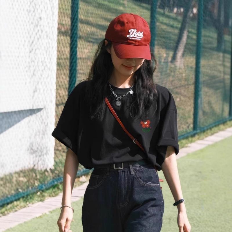 Summer Floral Printed Casual Fashion Cotton Tee Women Short Sleeve Pullover Top Female Vintage All-match T-shirt