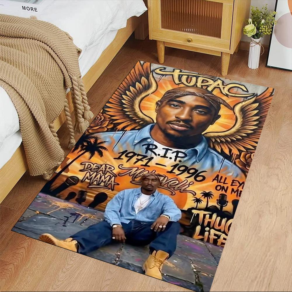 2pac Fußmatte Geeignet für Spielzimmer Eingangsbereich Esszimmer Balkon Rutschfester Teppich Anime Bürodekoration Perfektes Geschenk für Freunde & Familie