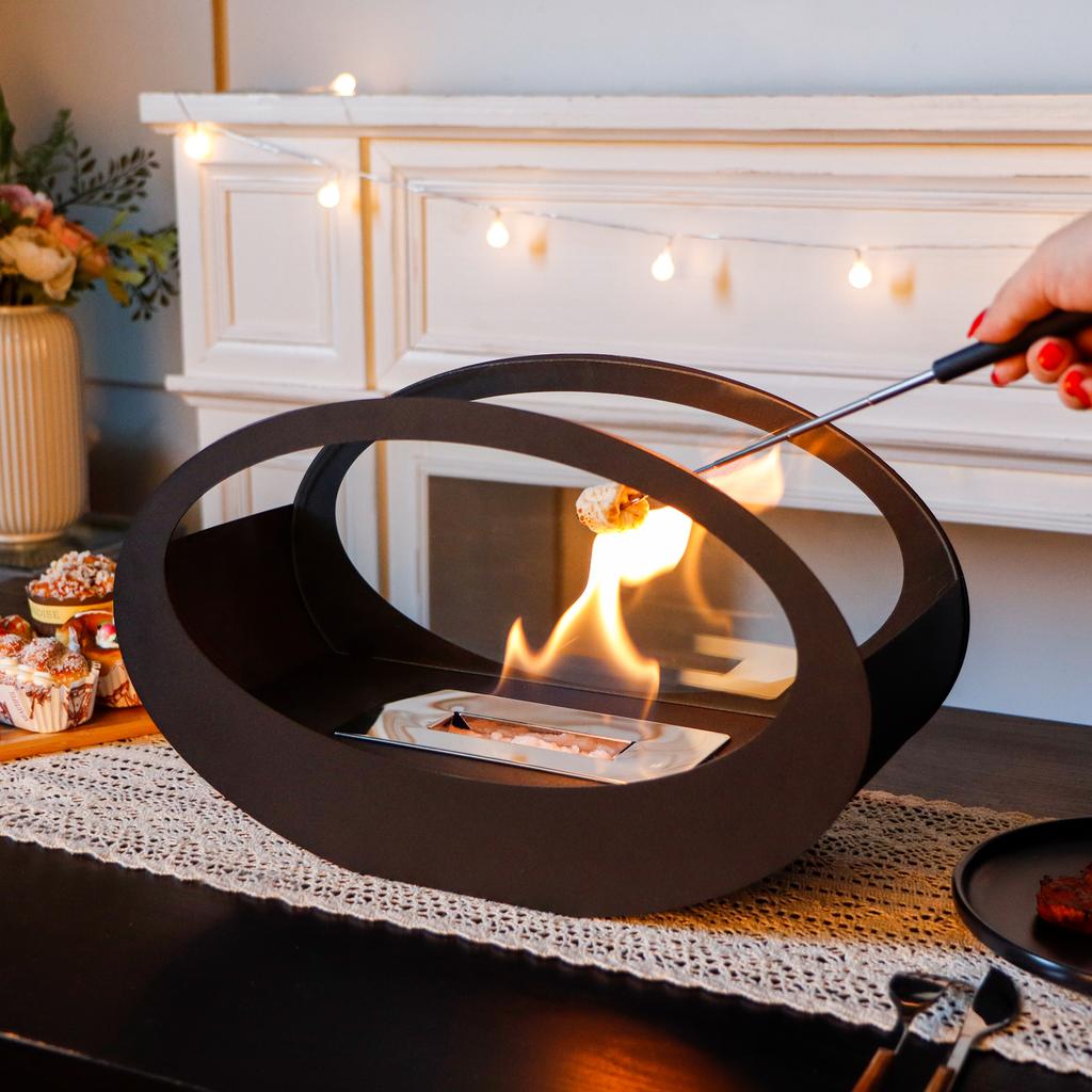 EU Stock Elegant Oval Tabletop Fireplace Clean Bioethanol Decorative Fireplace Restaurant Bar Portable Fireplace for Indoor