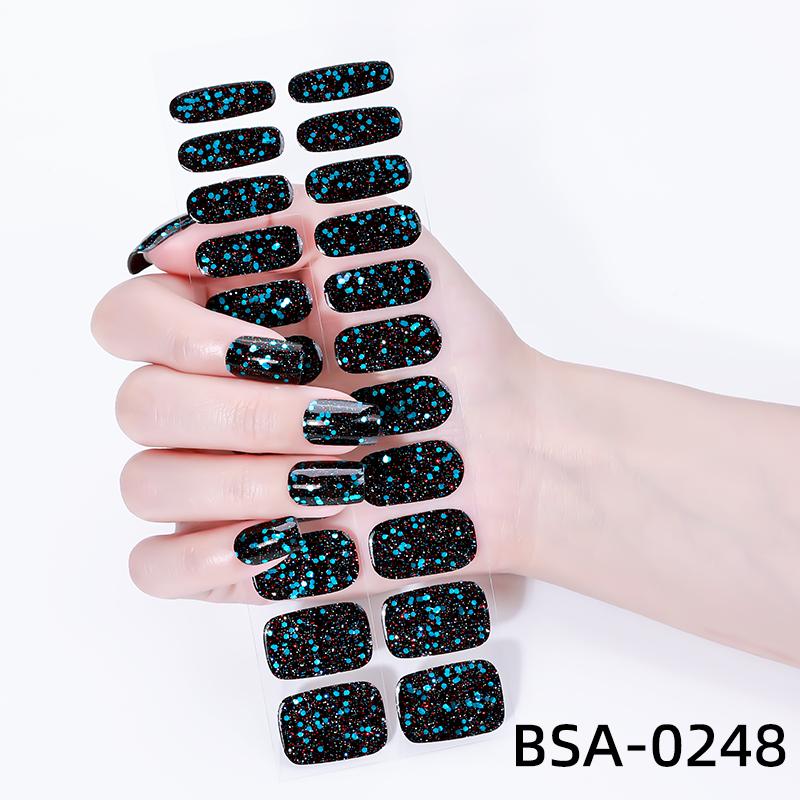 22Tips Glitter Cat Eyes UV-Free Gel Nail Sticker Gradient Full Cover Long Lasting Gel Polish Nail Strips DIY Manicure Decoration