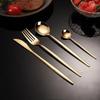 Gold Dinnerware Set Stainless Steel Steak Knife Fork Coffee Spoon Teaspoon Flatware Dishwasher Safe Kitchen Tablewar