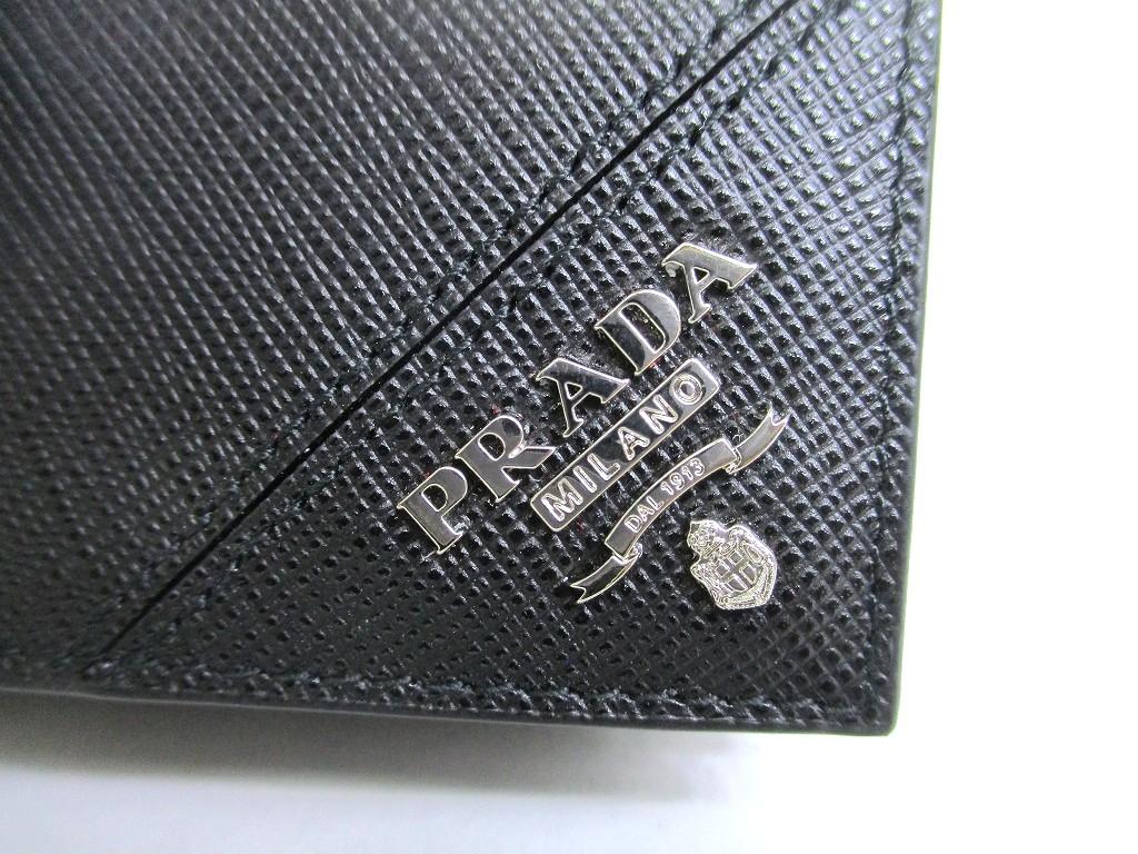 Authentic PRADA Black Saffiano Leather Card Case Card Holder #b058  Open box