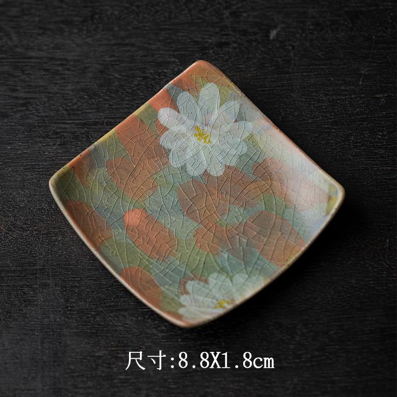 Handmade Ceramic Tea Cup Coaster Flower Shape Saucer Kung Fu Tea Set Rust Glaze Heat Resistant Pad Tea Ceremony Accessory Retro