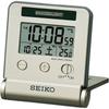 Clock Traveler Radio-Controlled Digital Alarm Clock with Automatic Illumination, Calendar, and Temperature Display, Light Gold Color, SQ772G SEI