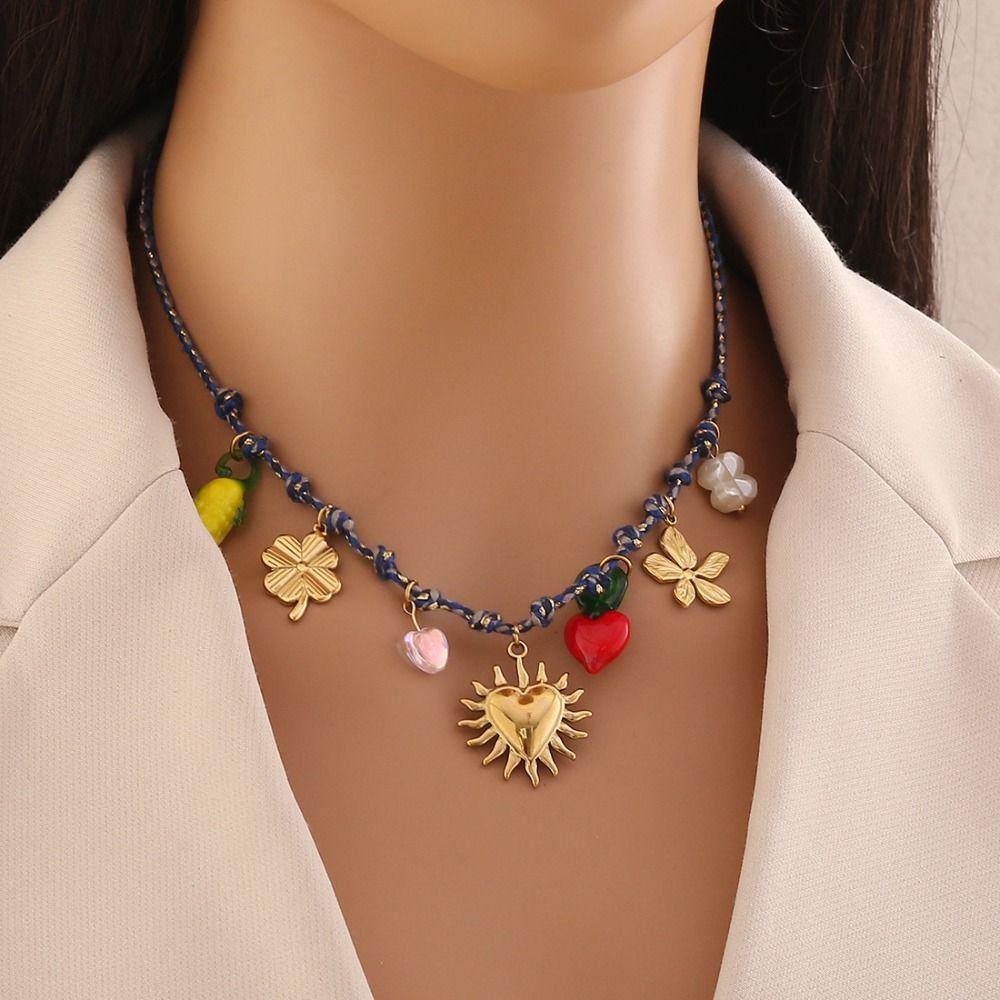 Knotting Rope Shell Pendant Necklace Ocean Series Clavicle Necklace Starfish Necklace  Summer
