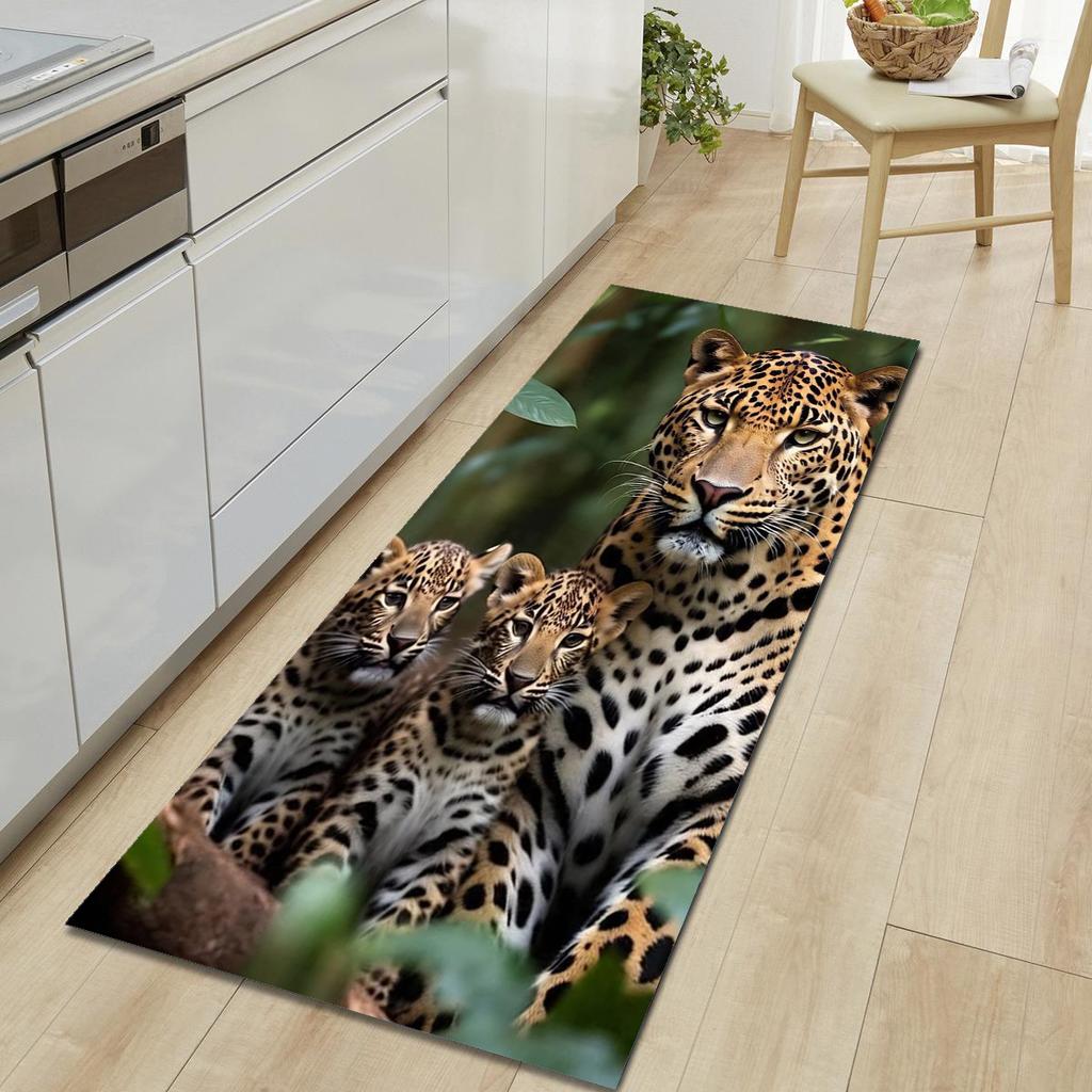 1Pcs Tiger Pattern Floor Mat Modern Kitchen Polyester Rug Non-Slip Colorful Indoor Carpet, For Home Bathroom Bedroom Living Room Decor