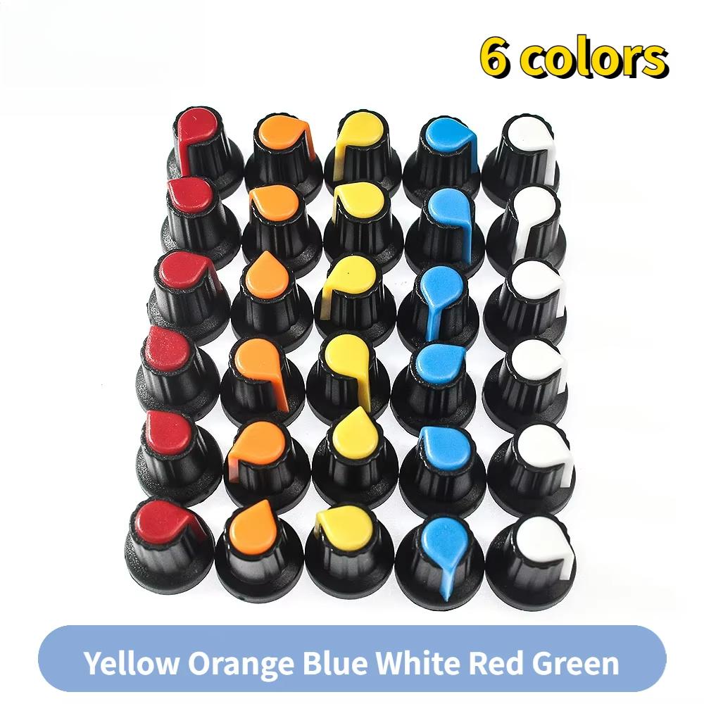 5/10pcs WH148 Potentiometer Knobs 15X17mm 6mm Potentiometers Plastic Knobs Cap AG2 6colors Orange Blue Yellow White Red Green