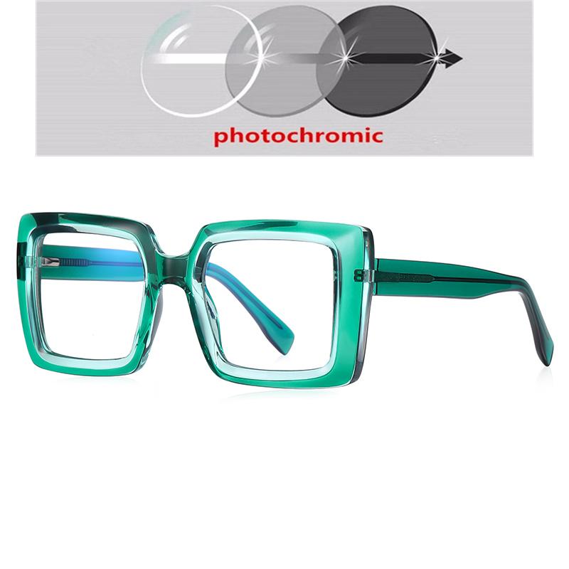 Transparent Green Frame Square Optical Glasses With Prescription Fashion Oversized Diopter Glasses For Women -0.5 -0.75 To -4.0