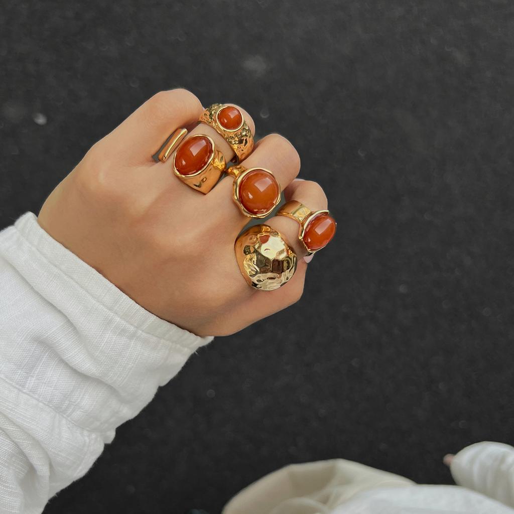 Accessories, Feel Inlaid Acrylic Ring, Light Luxury Irregular Alloy Ring