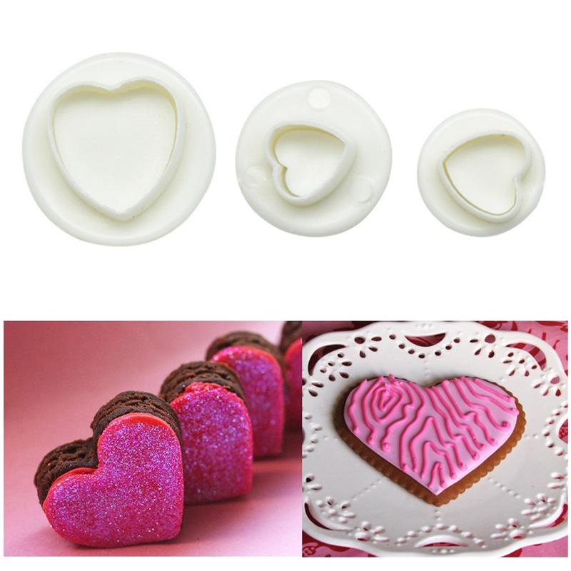 3PCS Geometric Fondant Cookie Cake Cutter Handmade Pressing Spring Mold Heart Square Pentagram Round Shaped Cake Decorations ZYF