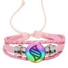 Colored Anime Mega Stone Snap Weave Leather Bracelet 18mm Glass Cabochon Adjustable Bangle Jewelry for Women Kids Gift