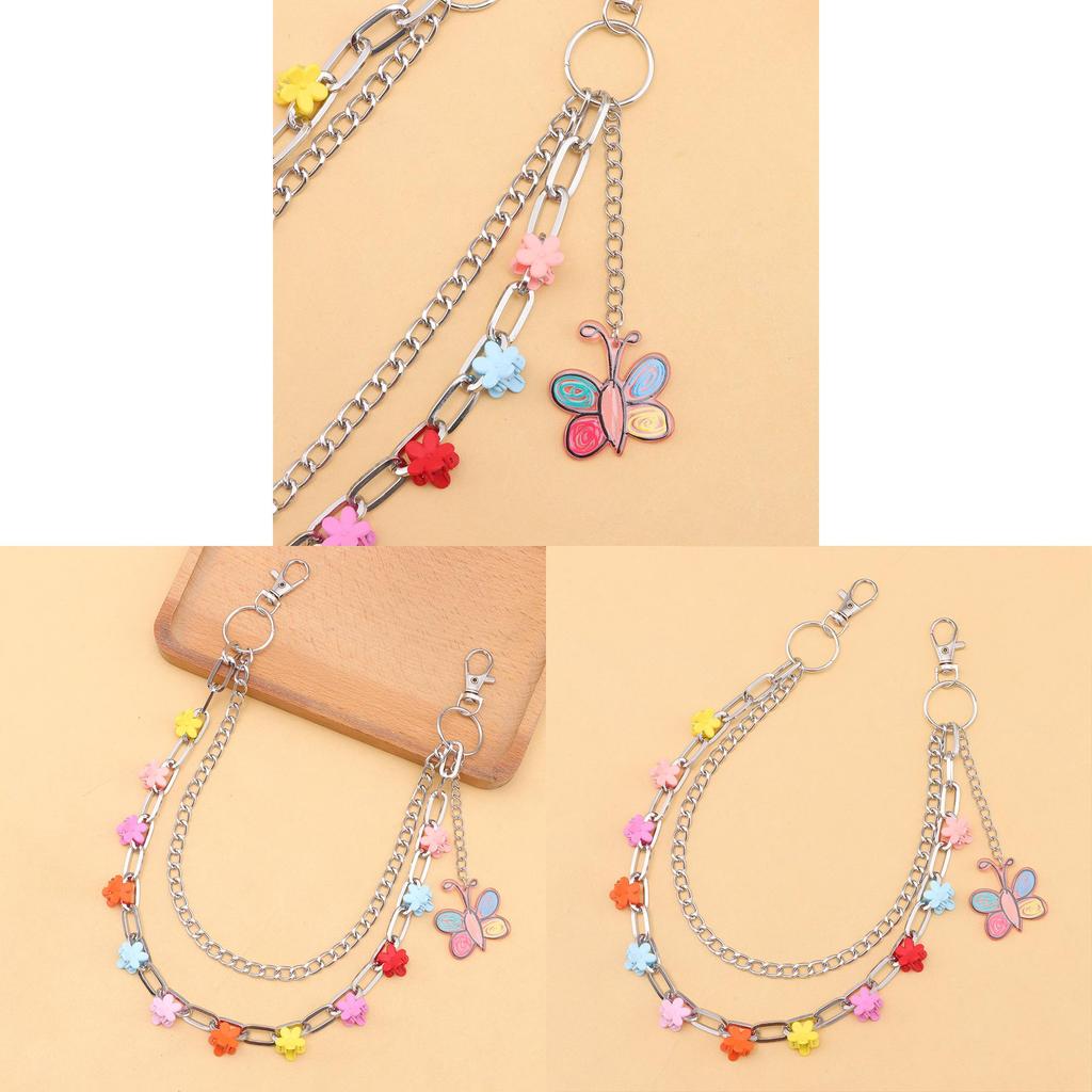 Metal Floral Hair Clips And Butterfly Waist Chain For Unisex Youth Fashion Accessories