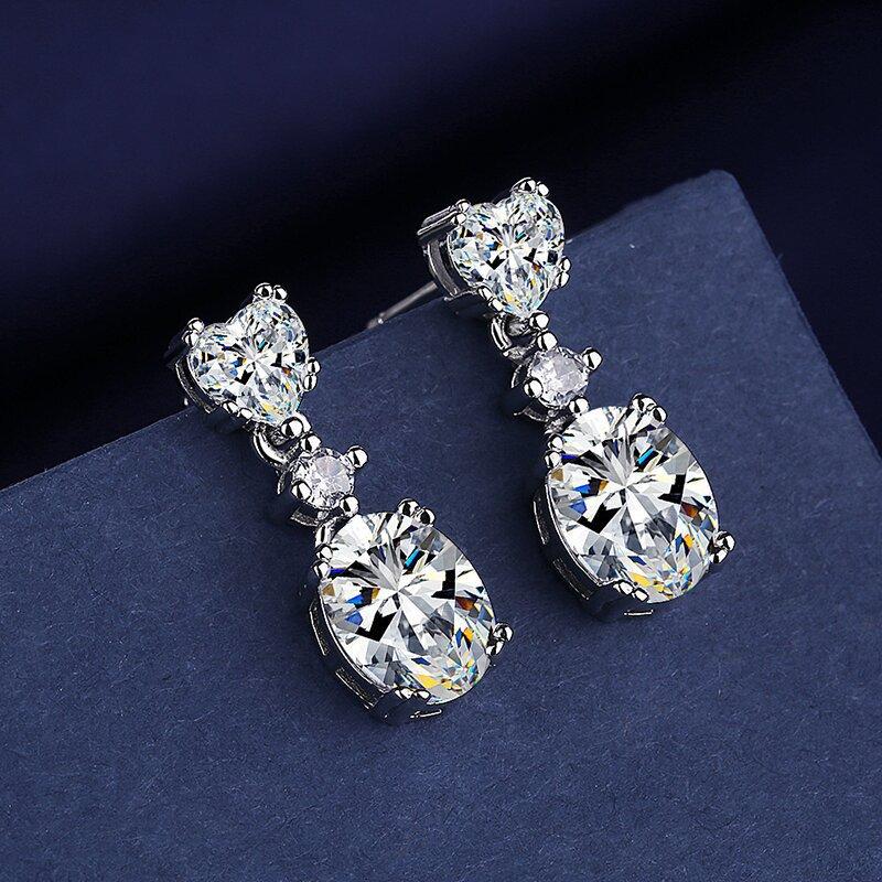 Fine Jewelry 925 Sterling Silver Earrings Inlaid with Zircon Crystal Flower Earrings Charm Jewelry for Women Gift Engagement