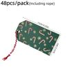 12pcs/pack Christmas Gift Tags with String Gold Foil Vintage Xmas Paper Hang Label Candy Cane Holiday Present Wrapping Tags