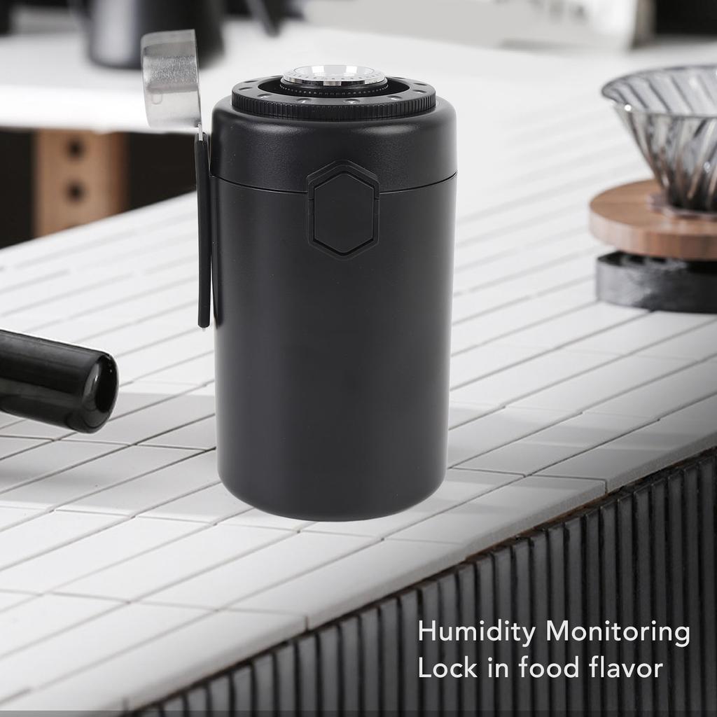 Airtight Coffee Canister 600ML 304 Stainless Steel Coffee Bean Storage Container with Humidity Monitoring System for Tea Cereal Dry Food