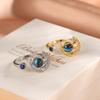 ZAKOL New Blue Planet Series Shiny Zircon Adjustable Open Ring for Women Exquisite Unique Anniversary Birthday Zircon Gift